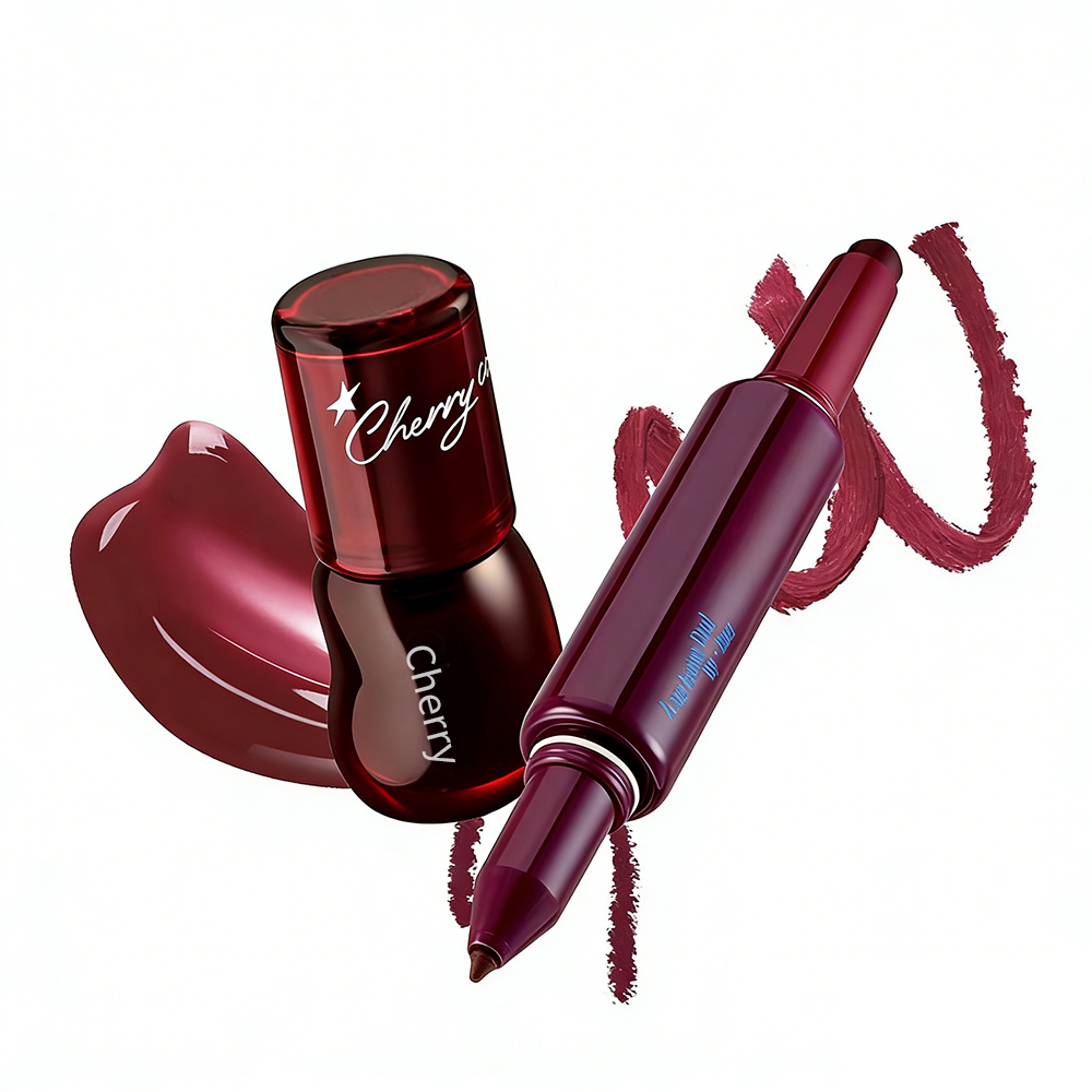 Last Day 70%OFF：Easy Lazy Lip Combo~3D Voluming Gloss+Dual Coloring Stick Lip+Liner
