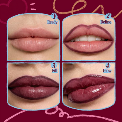 Last Day 70%OFF：Easy Lazy Lip Combo~3D Voluming Gloss+Dual Coloring Stick Lip+Liner